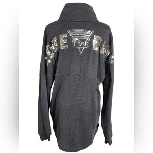 Victoria's Secret PINK Dark Gray Sequin Quarter Button Sweatshirt